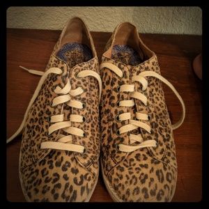 Born leather leopard print lace up flats